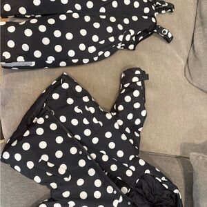 Zara Black and White Polka Dot Kids Puffer Jacket (3T) and snow bib (2T)